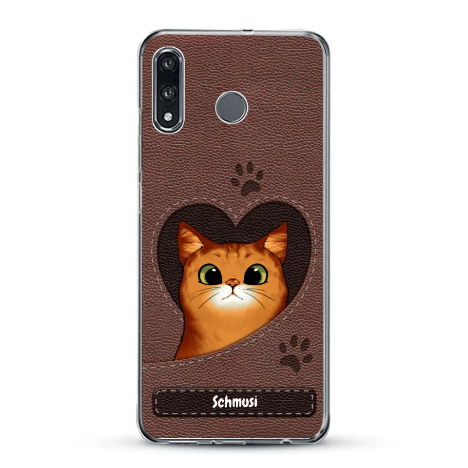 Katzenherz Lederoptik  - Individuelle Handyhülle