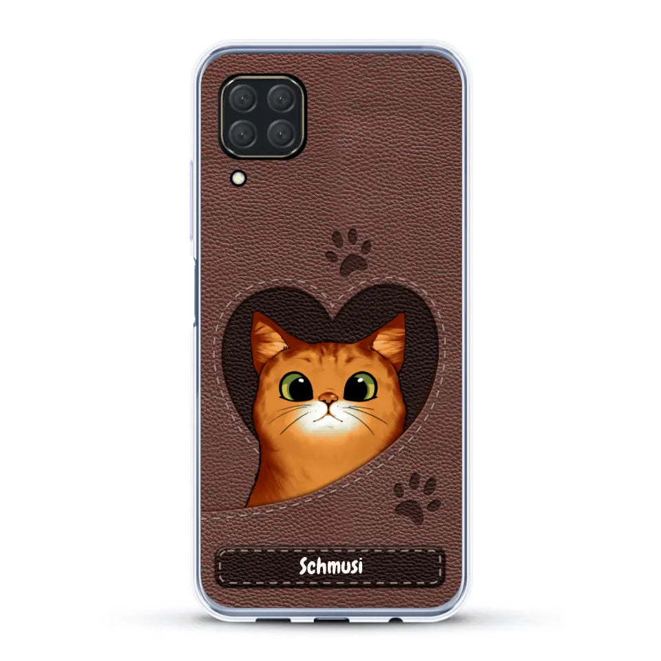 Katzenherz Lederoptik  - Individuelle Handyhülle