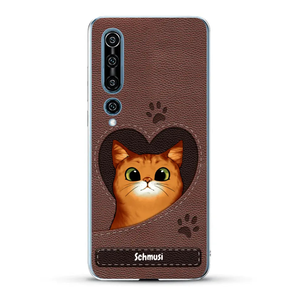 Katzenherz Lederoptik  - Individuelle Handyhülle