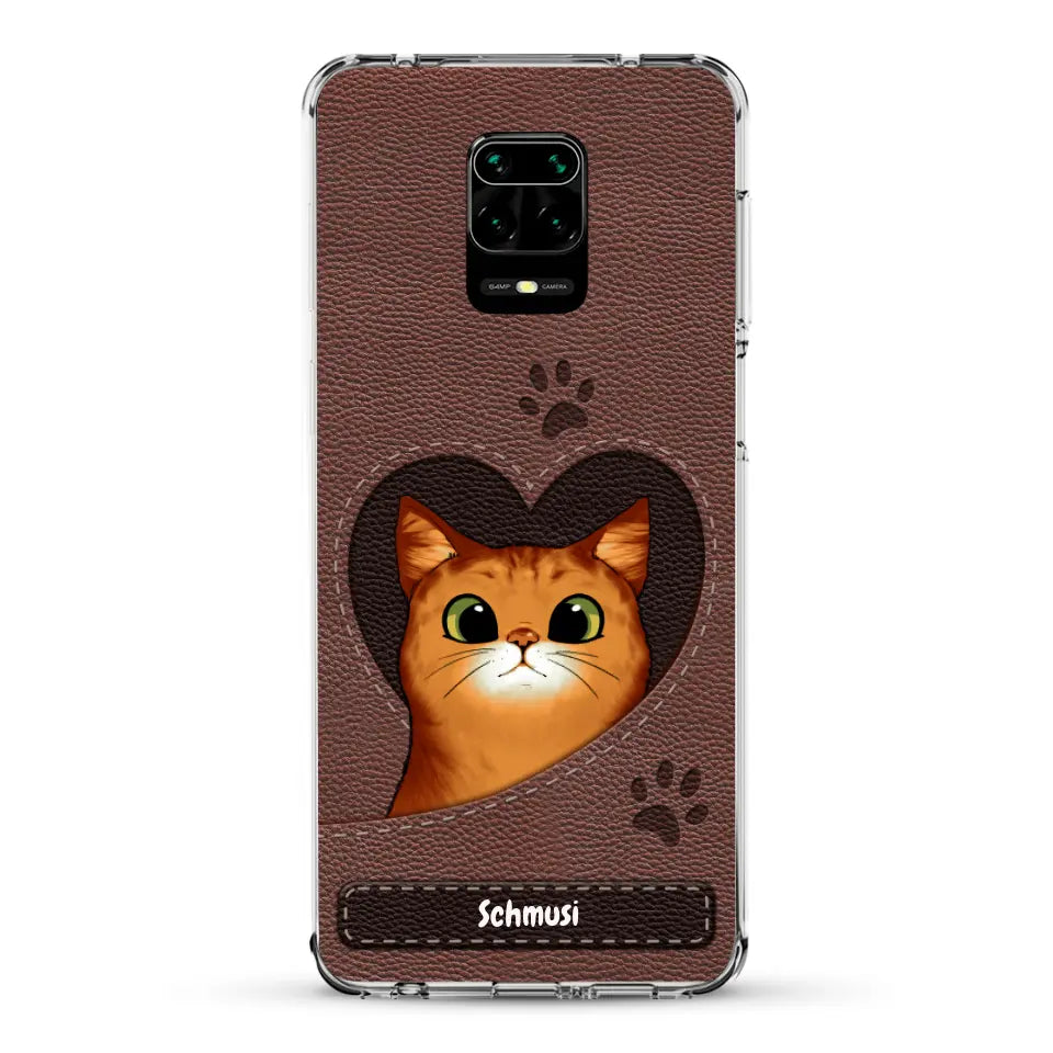 Katzenherz Lederoptik  - Individuelle Handyhülle