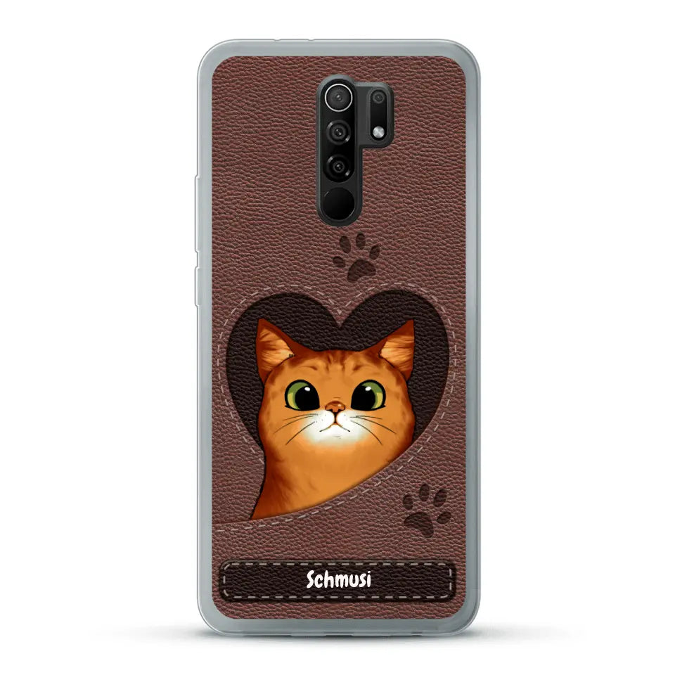 Katzenherz Lederoptik  - Individuelle Handyhülle