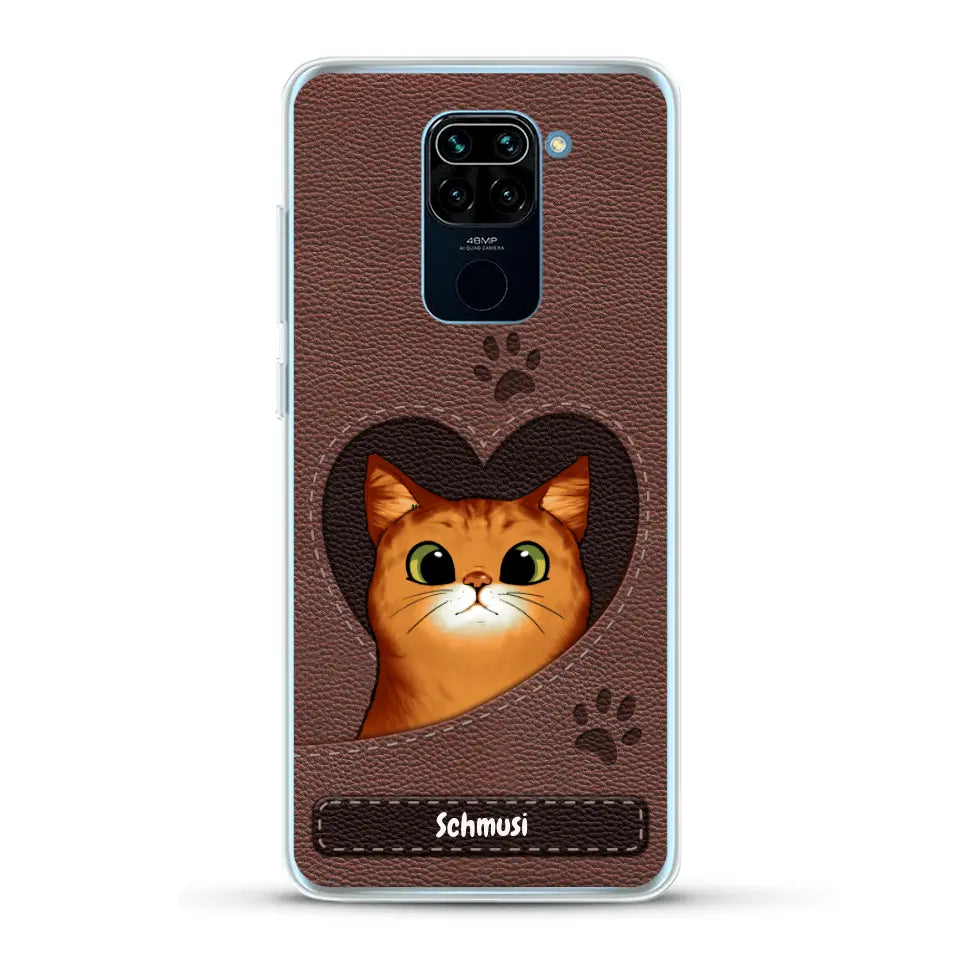 Katzenherz Lederoptik  - Individuelle Handyhülle