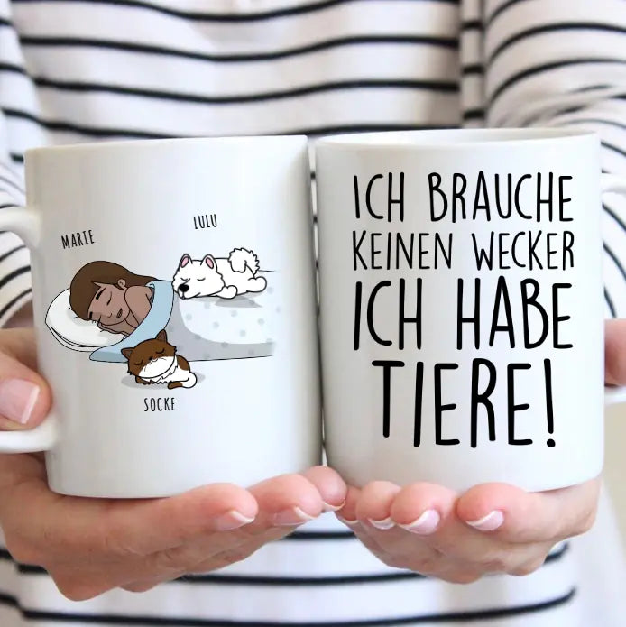 Im Schlaf mit Haustier - Individuelle Tasse