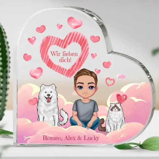 Wir lieben dich - Individuelles Glasherz