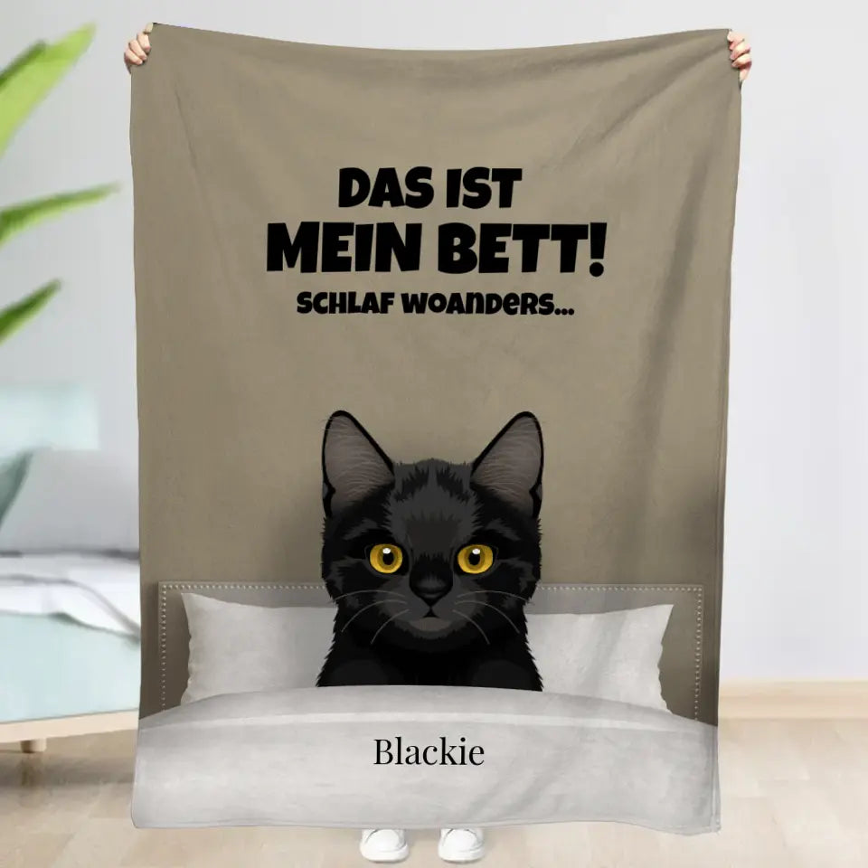 Unser Bett mit Hunden & Katzen - Individuelle Decke