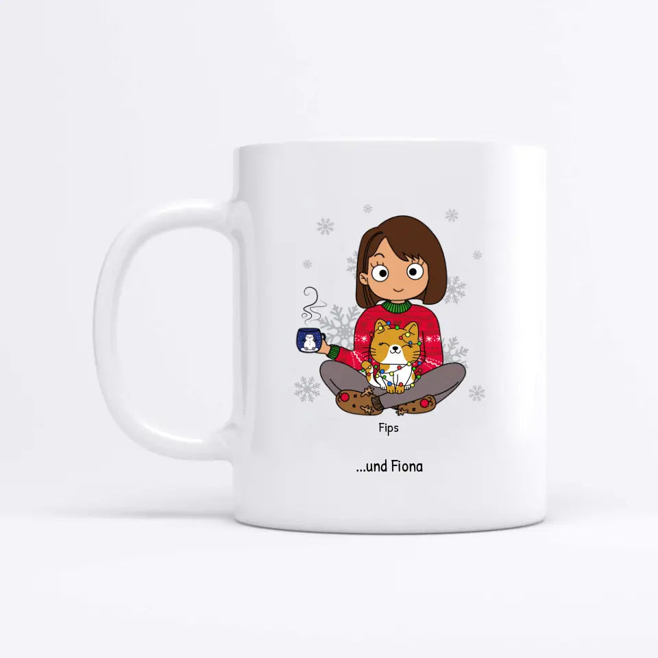 Winter mit Haustiereltern - Individuelle Tasse (Comic Style)