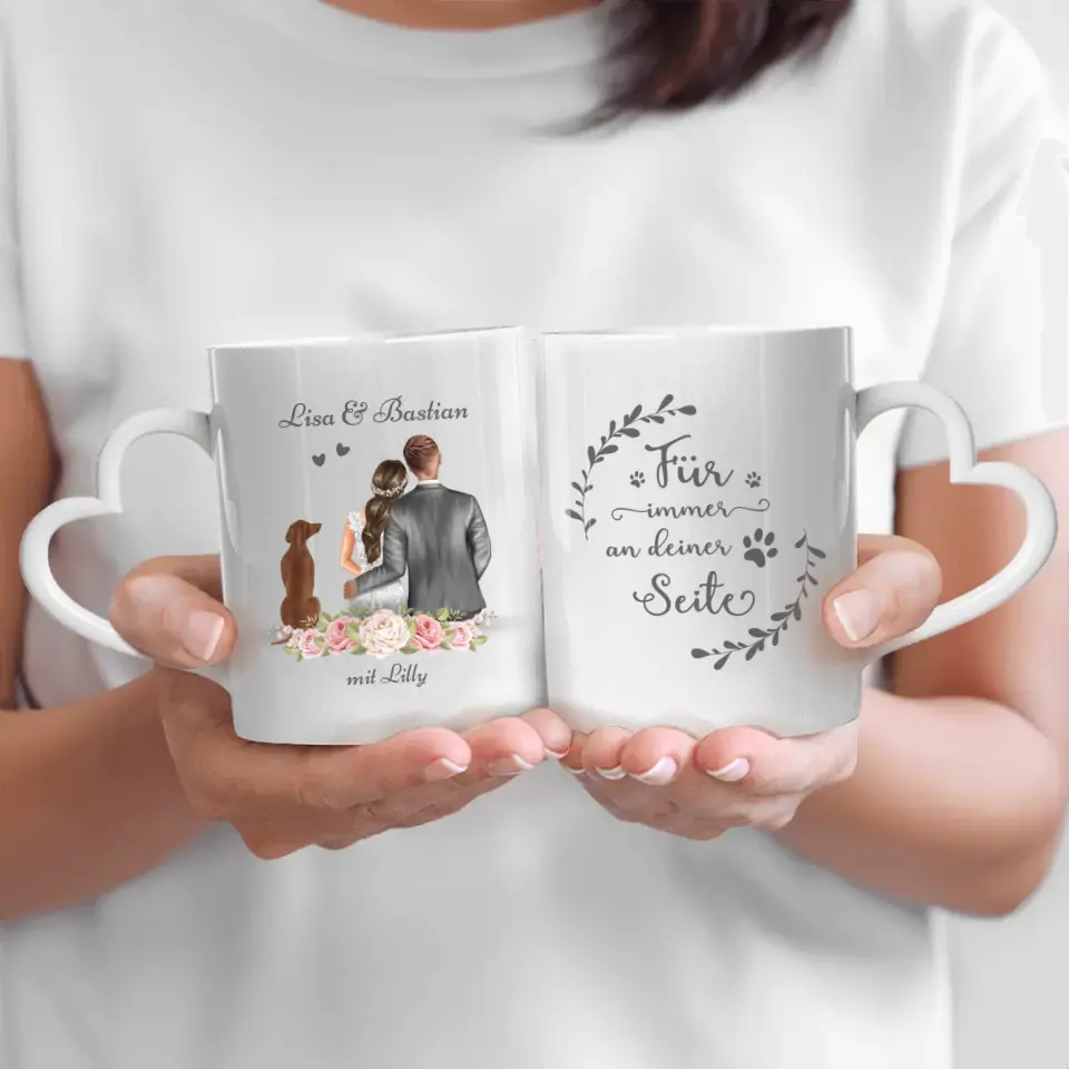 Hochzeitspaar mit Haustier - Individuelles Tasse