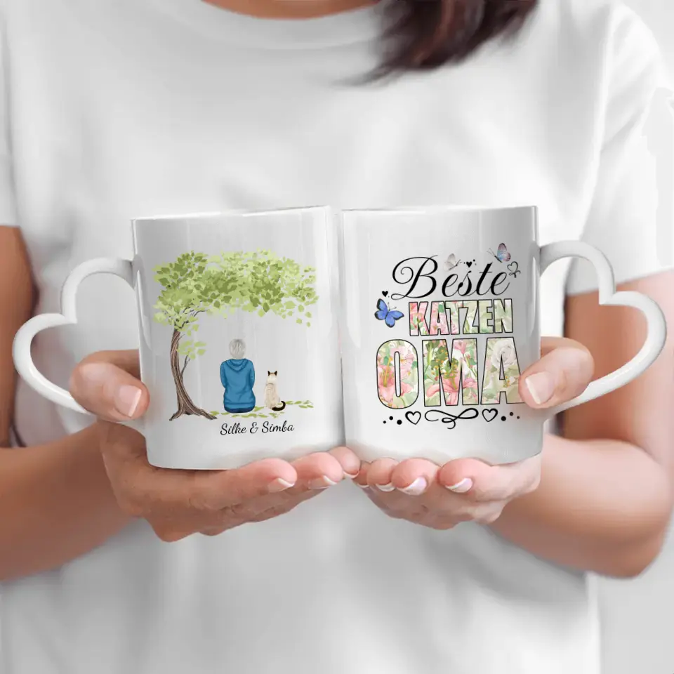 Beste Tieroma (florales Muster) - Individuelle Tasse