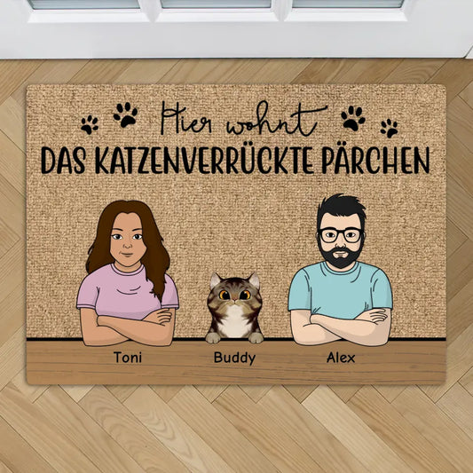 Das katzenverrückte Pärchen - Individuelle Fußmatte