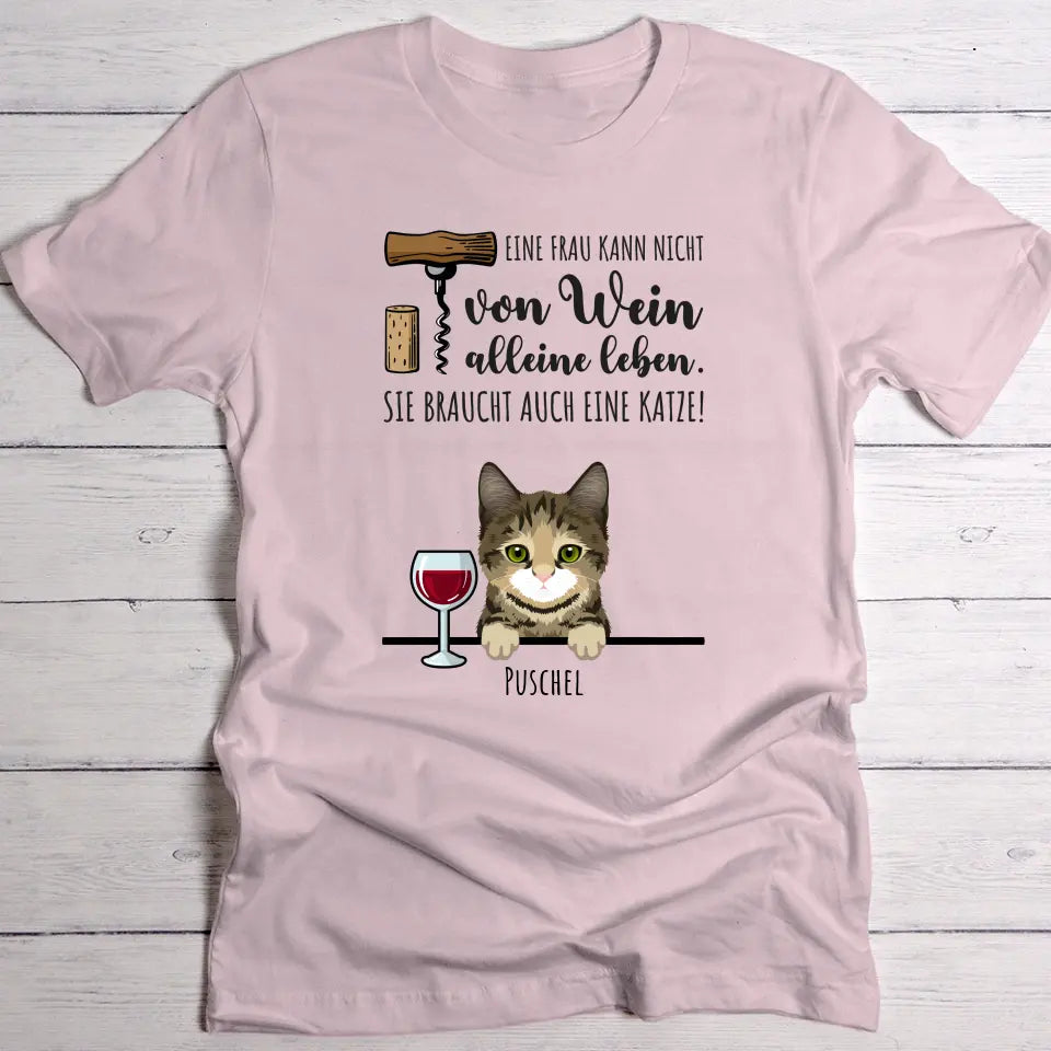 Wein & Miau - Individuelles T-Shirt
