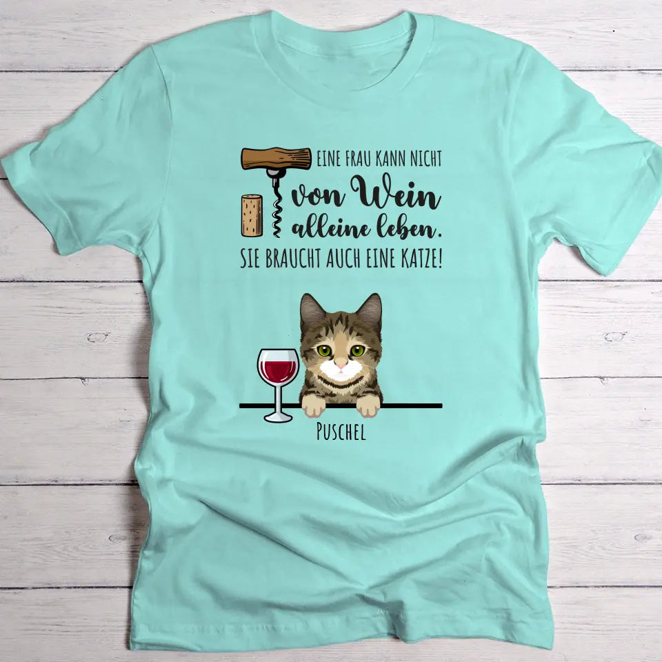 Wein & Miau - Individuelles T-Shirt