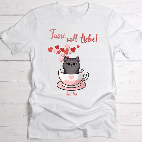 Tassen voll Katzenliebe - Individuelles T-Shirt - Featured Image