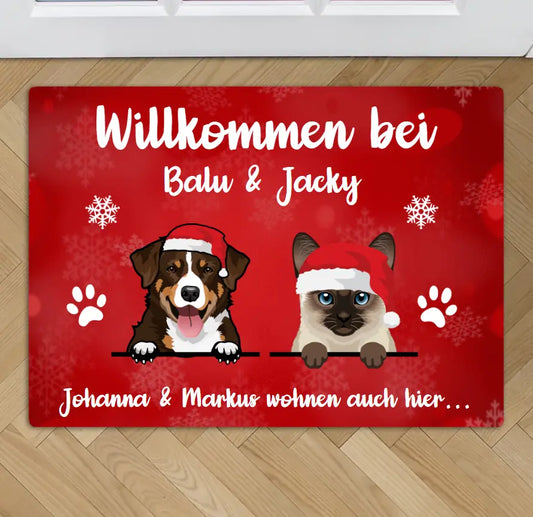 Willkommen bei (Weihnachts Edition) - Individuelle Fußmatte