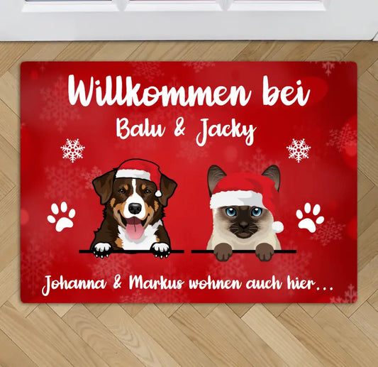 Willkommen bei (Weihnachts Edition) - Individuelle Fußmatte
