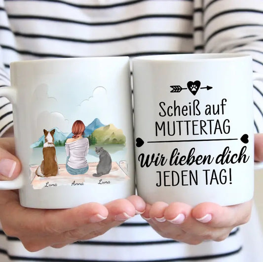 Frau mit Haustier - Individuelle Tasse