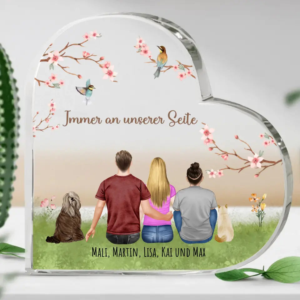 Immer an unserer Seite Familie - Individuelles Glasherz