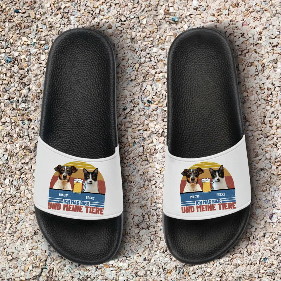 Ich mag Bier und meine Haustiere - Individuelle Badelatschen