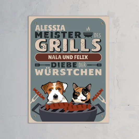 Grillmeister & Würstchendieb - Individuelles Gartenschild