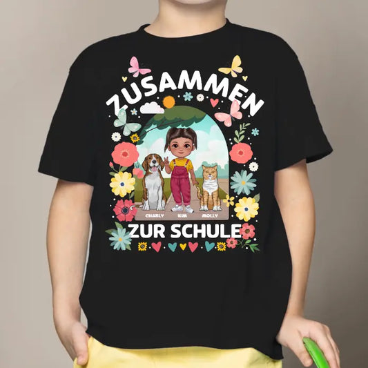 Zusammen zur Schule - Individuelles Kinder T-Shirt