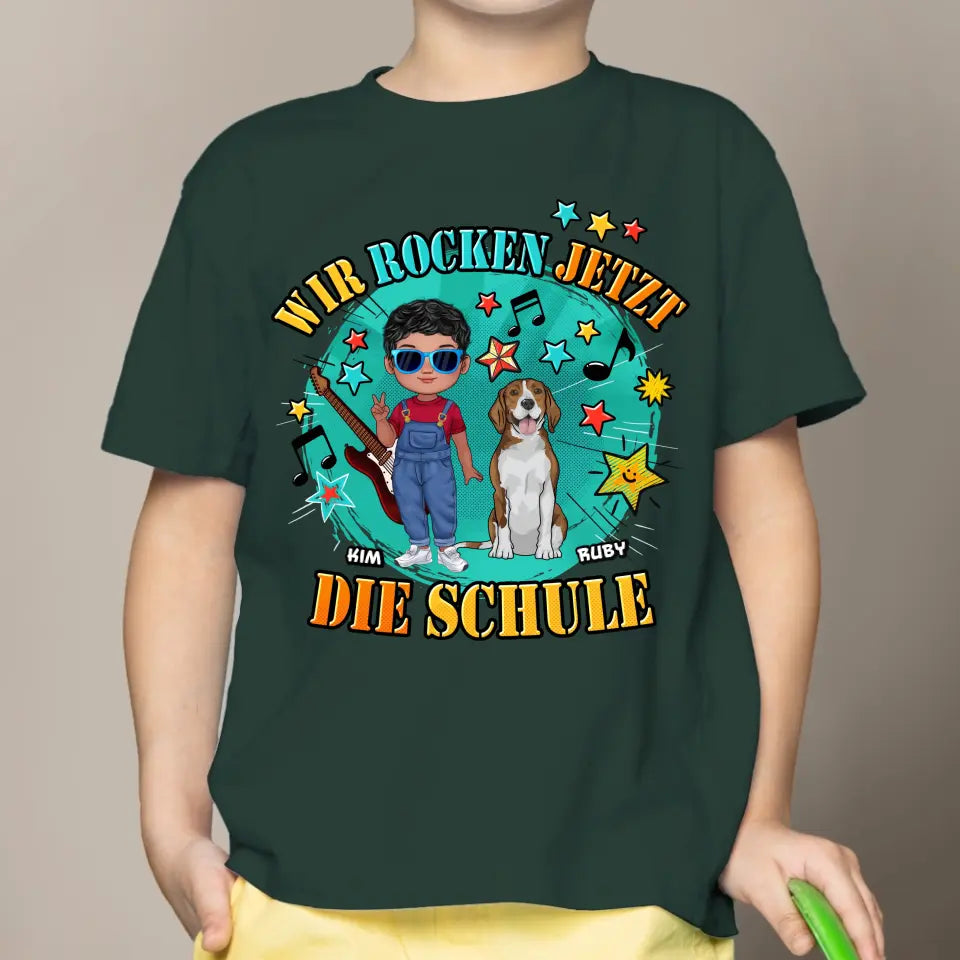 Wir rocken jetzt die Schule - Individuelles Kinder T-Shirt