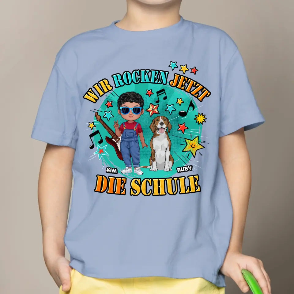 Wir rocken jetzt die Schule - Individuelles Kinder T-Shirt