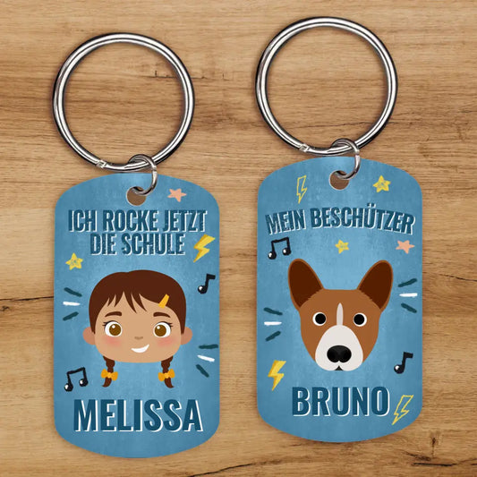 Schule rocken - Individueller Dog Tag Schlüsselanhänger