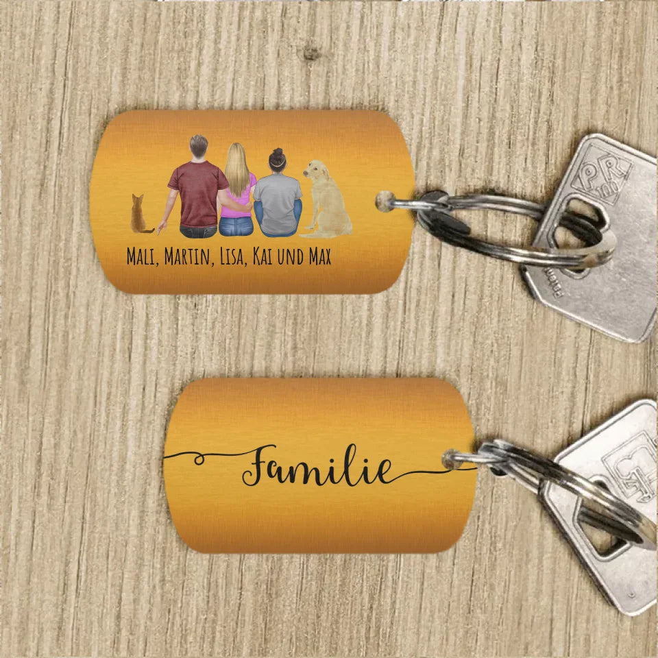 Familie - Individueller Dog Tag Schlüsselanhänger