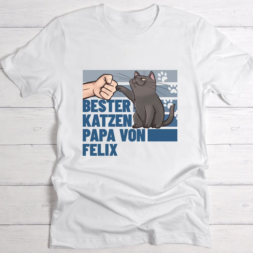 Bester Katzenpapa von … - Individuelles T-Shirt