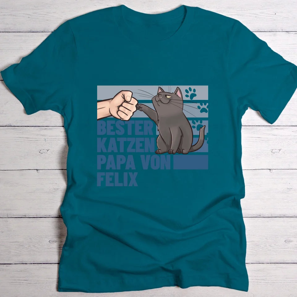 Bester Katzenpapa von … - Individuelles T-Shirt