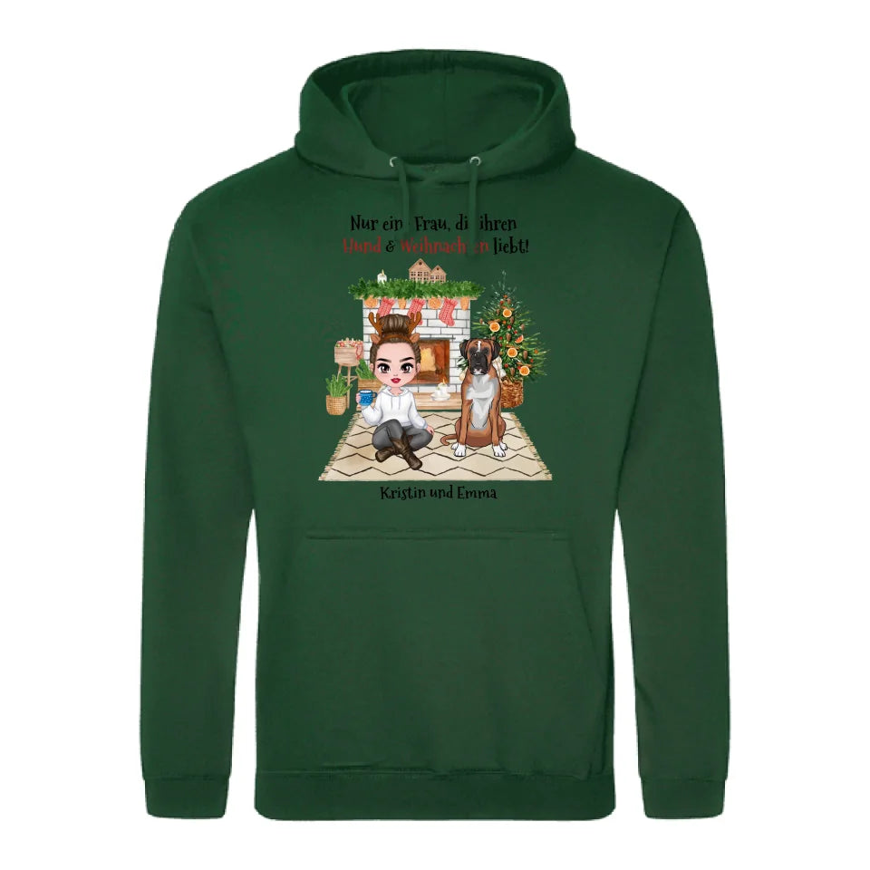 Frau, die Hunde & Weihnachten liebt - Individueller Hoodie