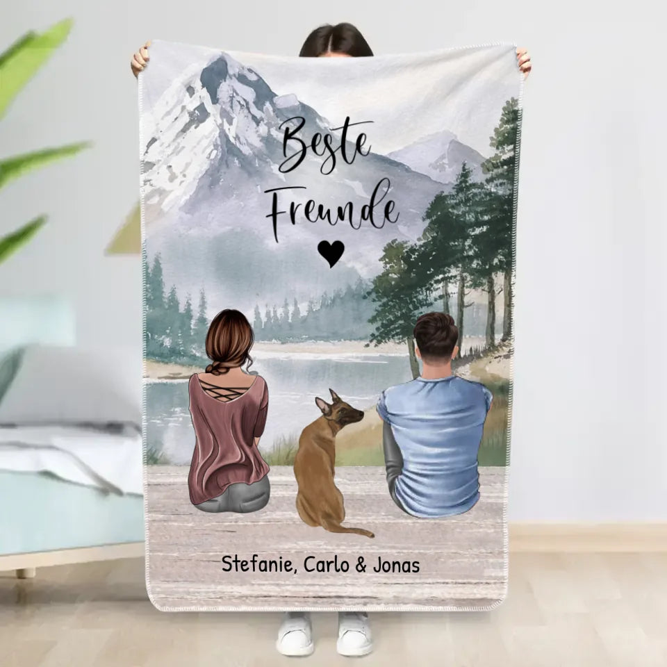 Pärchen Unterwegs mit Haustier - Individuelle Decke