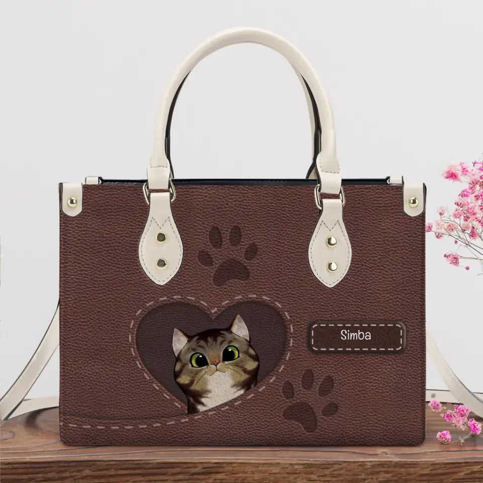 Katzenherz Lederoptik - Individuelle Handtasche