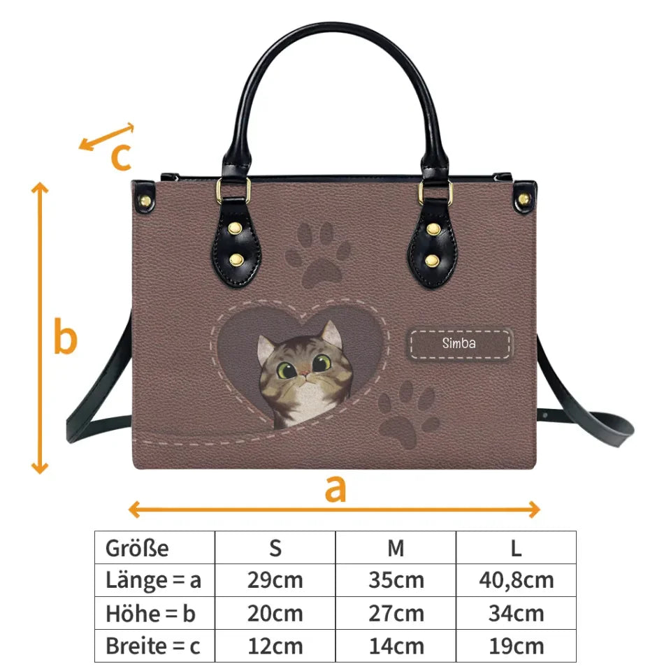 Katzenherz Lederoptik - Individuelle Handtasche