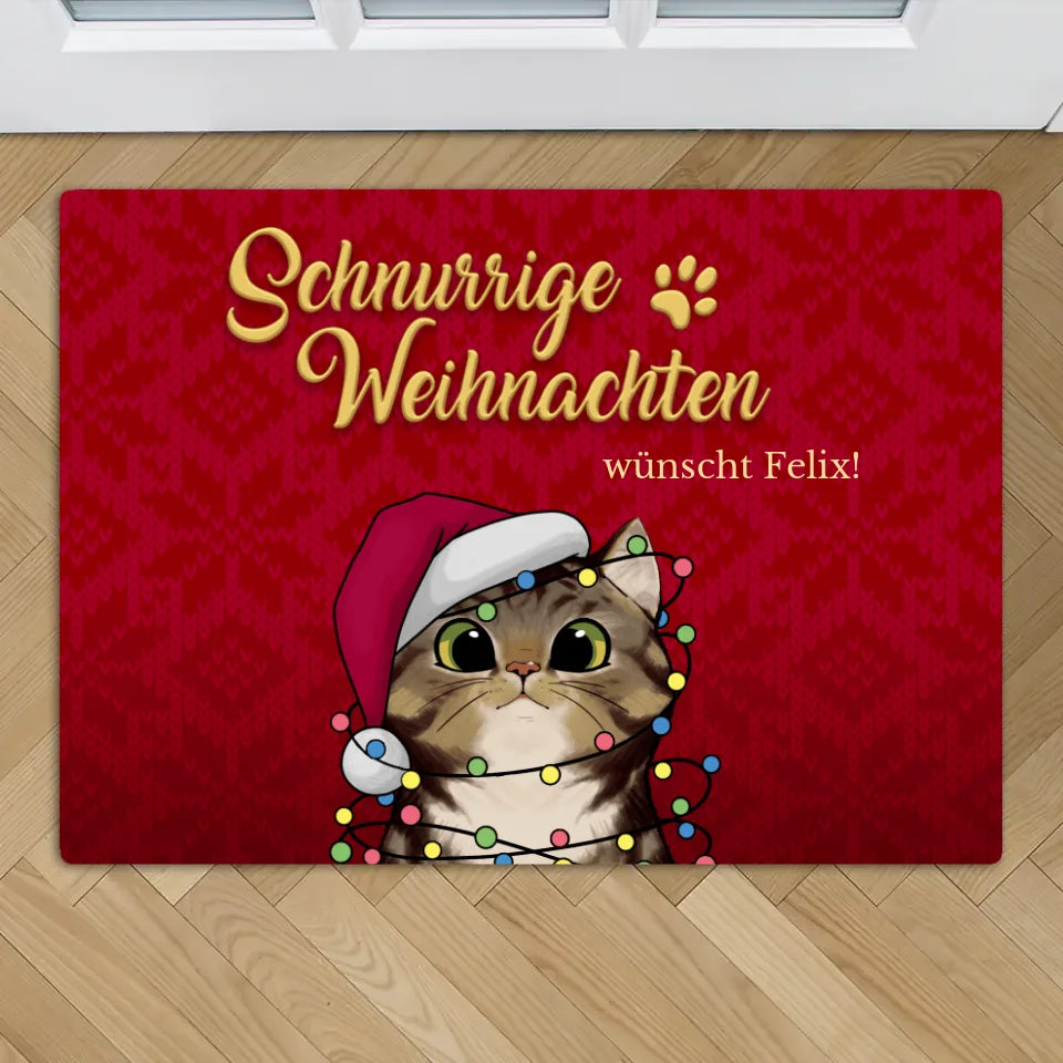 Schnurrige Weihnachten - Individuelle Fußmatte