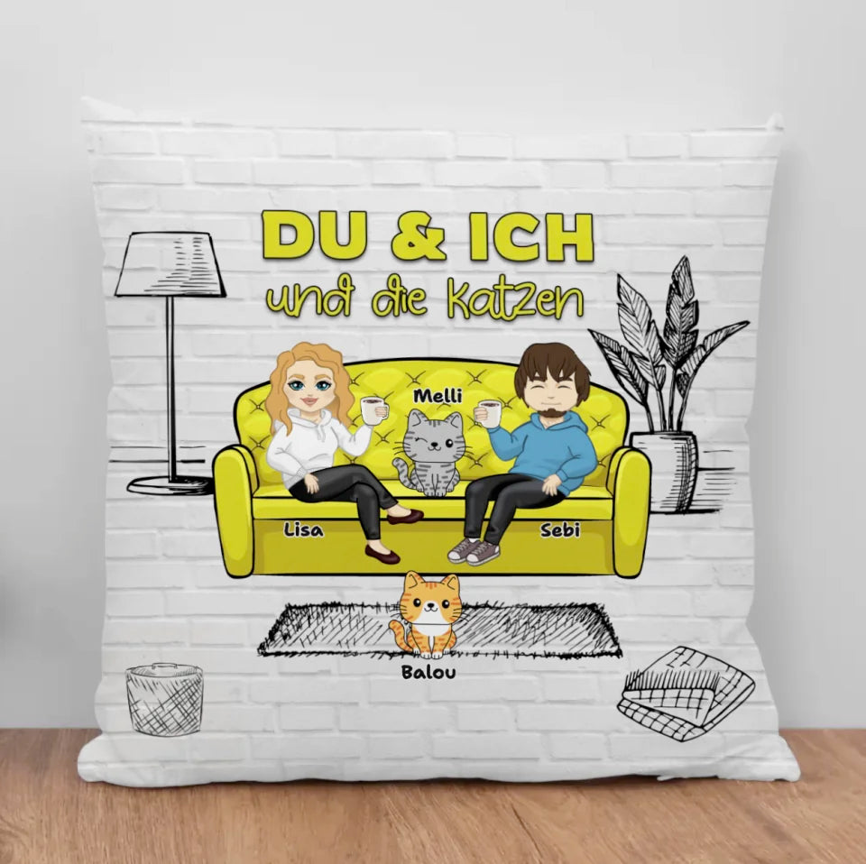 Du, Ich und die Katzen - Individuelles Kissen