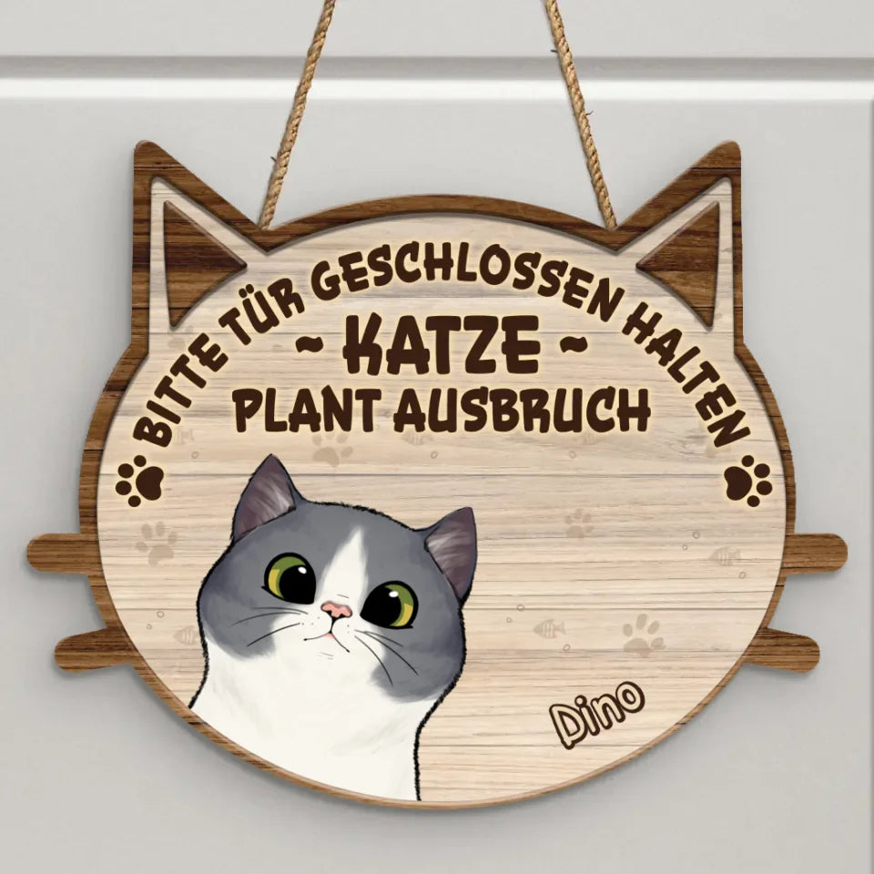 Katzen planen einen Ausbruch - Individuelles Holzschild