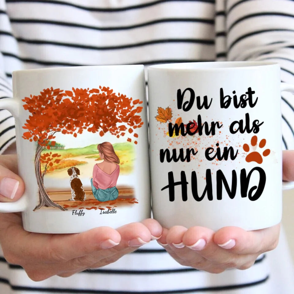 Frau mit Hund unter Baum - Individuelle Tasse