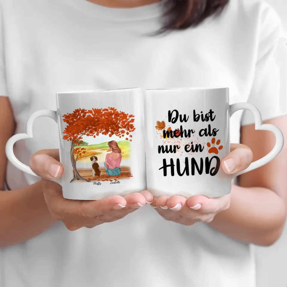 Frau mit Hund unter Baum - Individuelle Tasse