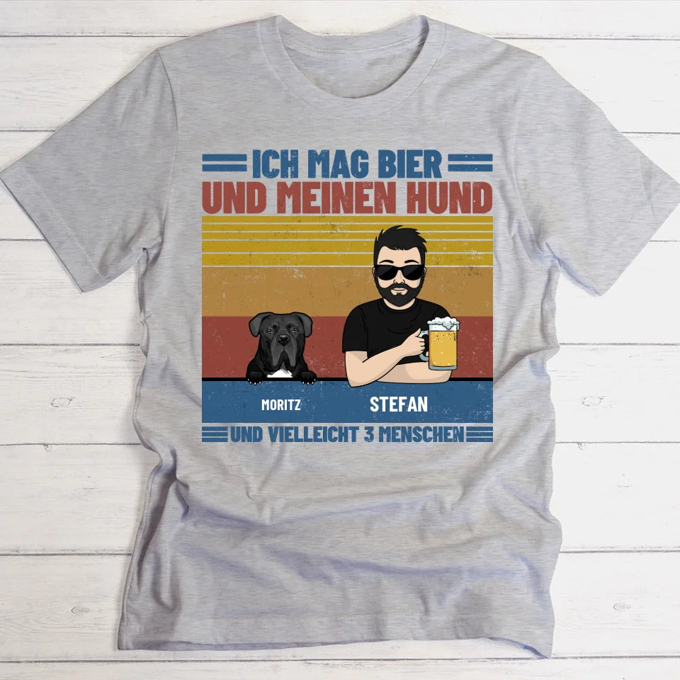 Ich mag Bier und meine Haustiere - Individuelles T-Shirt