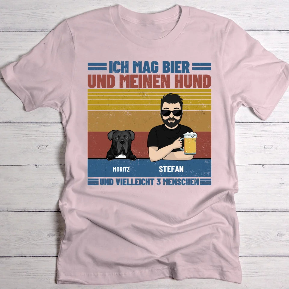 Ich mag Bier und meine Haustiere - Individuelles T-Shirt