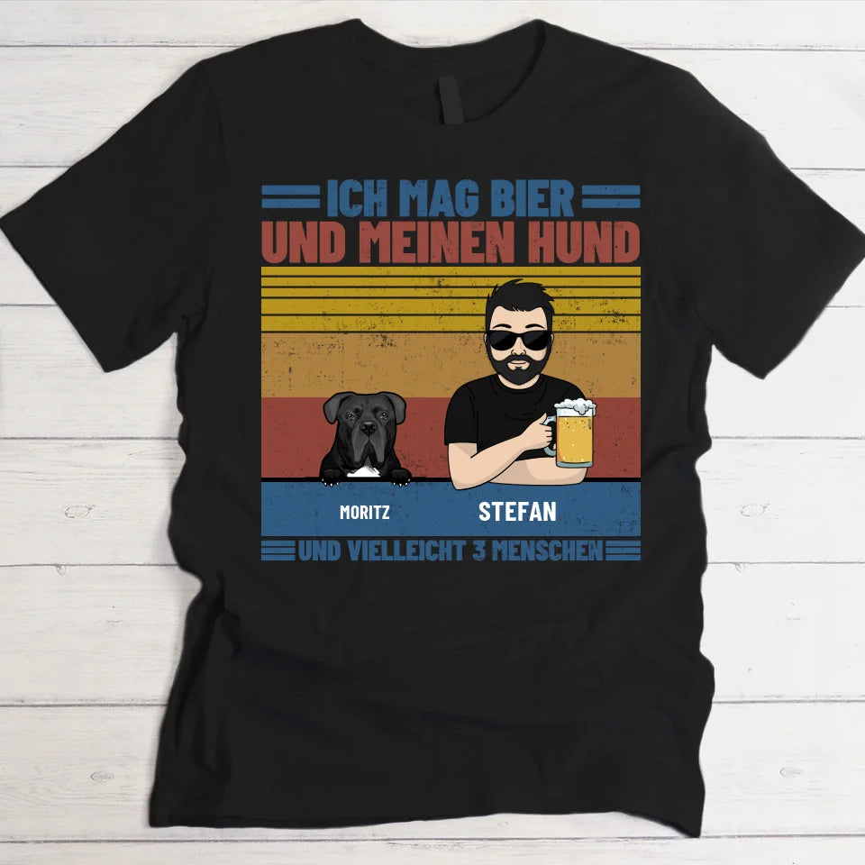 Ich mag Bier und meine Haustiere - Individuelles T-Shirt