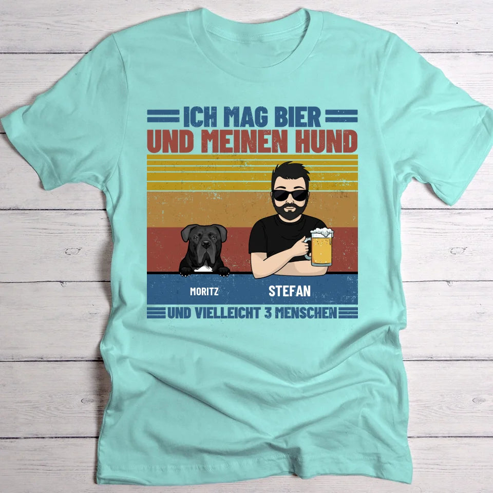 Ich mag Bier und meine Haustiere - Individuelles T-Shirt