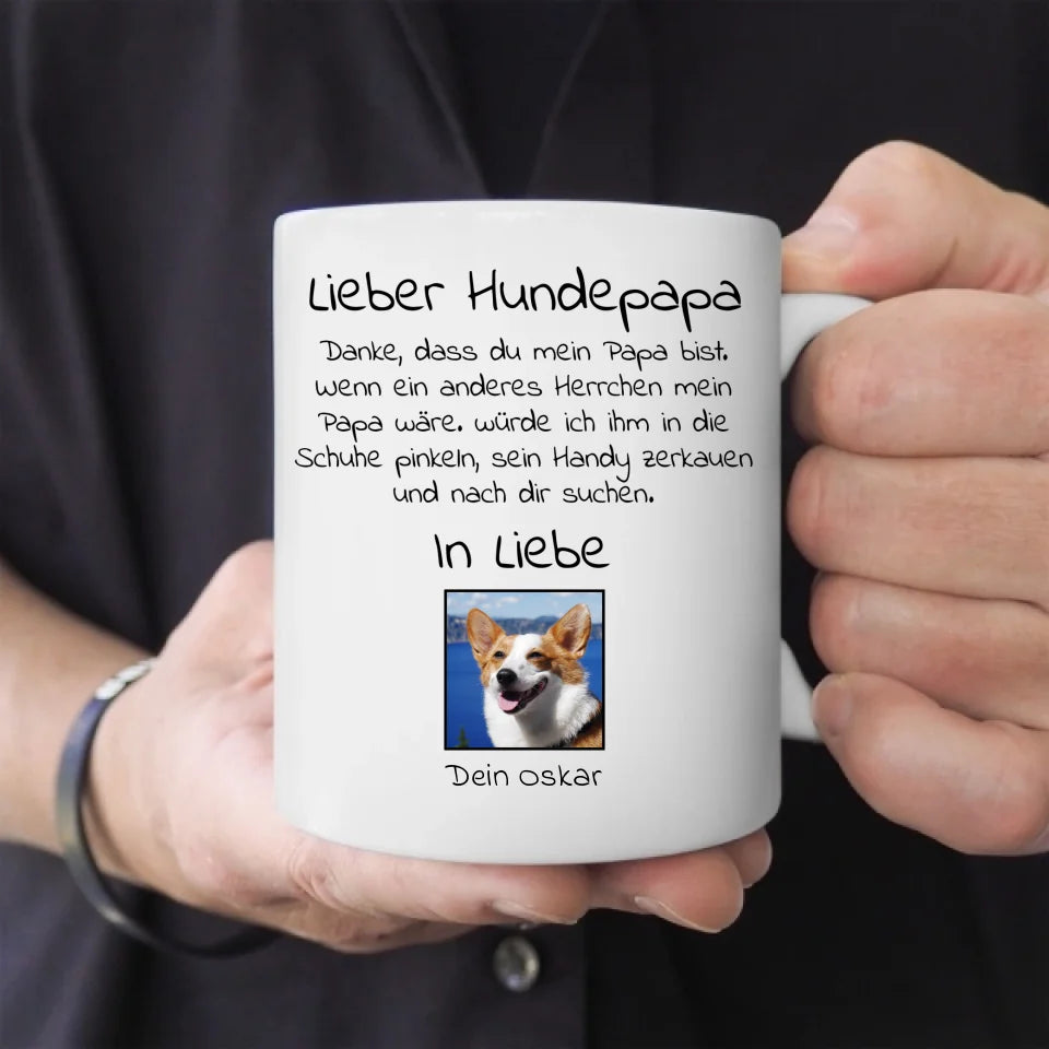 Lieber Hundepapa mit Foto - Individuelle Tasse