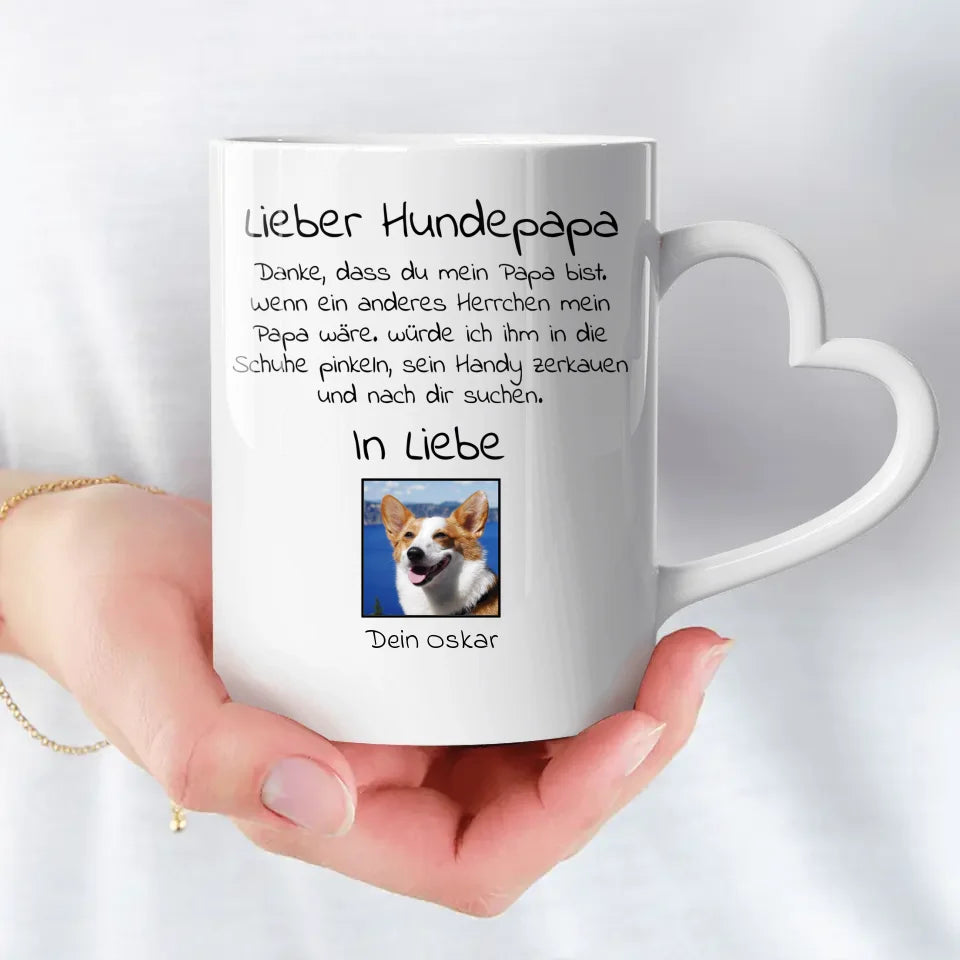 Lieber Hundepapa mit Foto - Individuelle Tasse