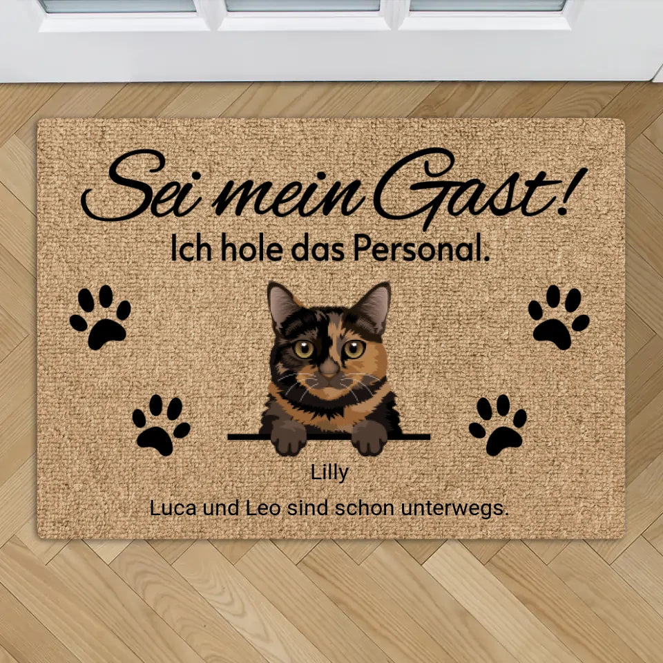 Katzen holen ihr Personal - Individuelle Fußmatte