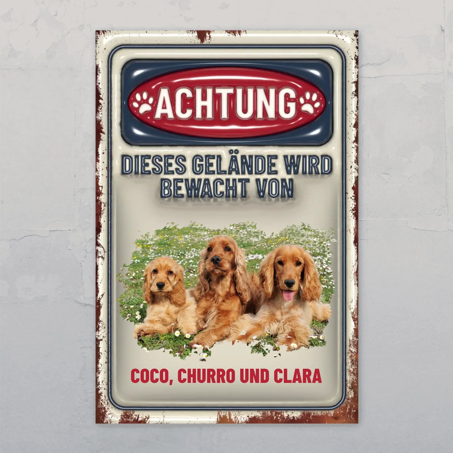Achtung (3D Optik) - Individuelles Türschild