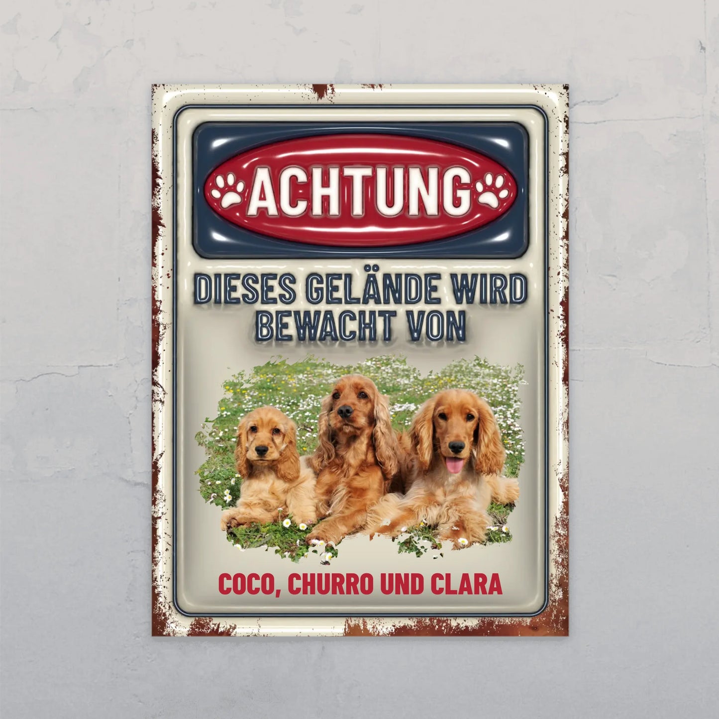 Achtung (3D Optik) - Individuelles Türschild