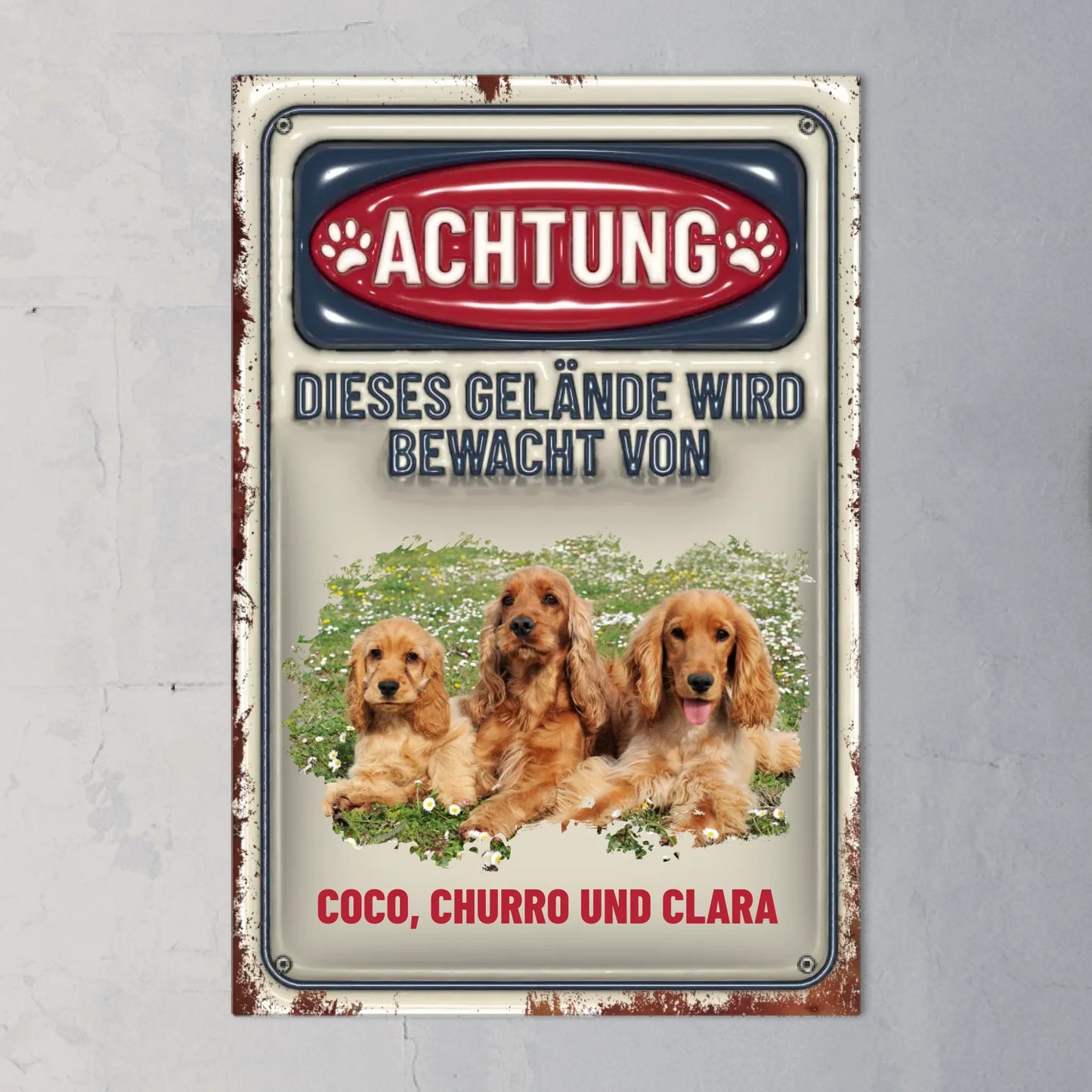 Achtung (3D Optik) - Individuelles Türschild