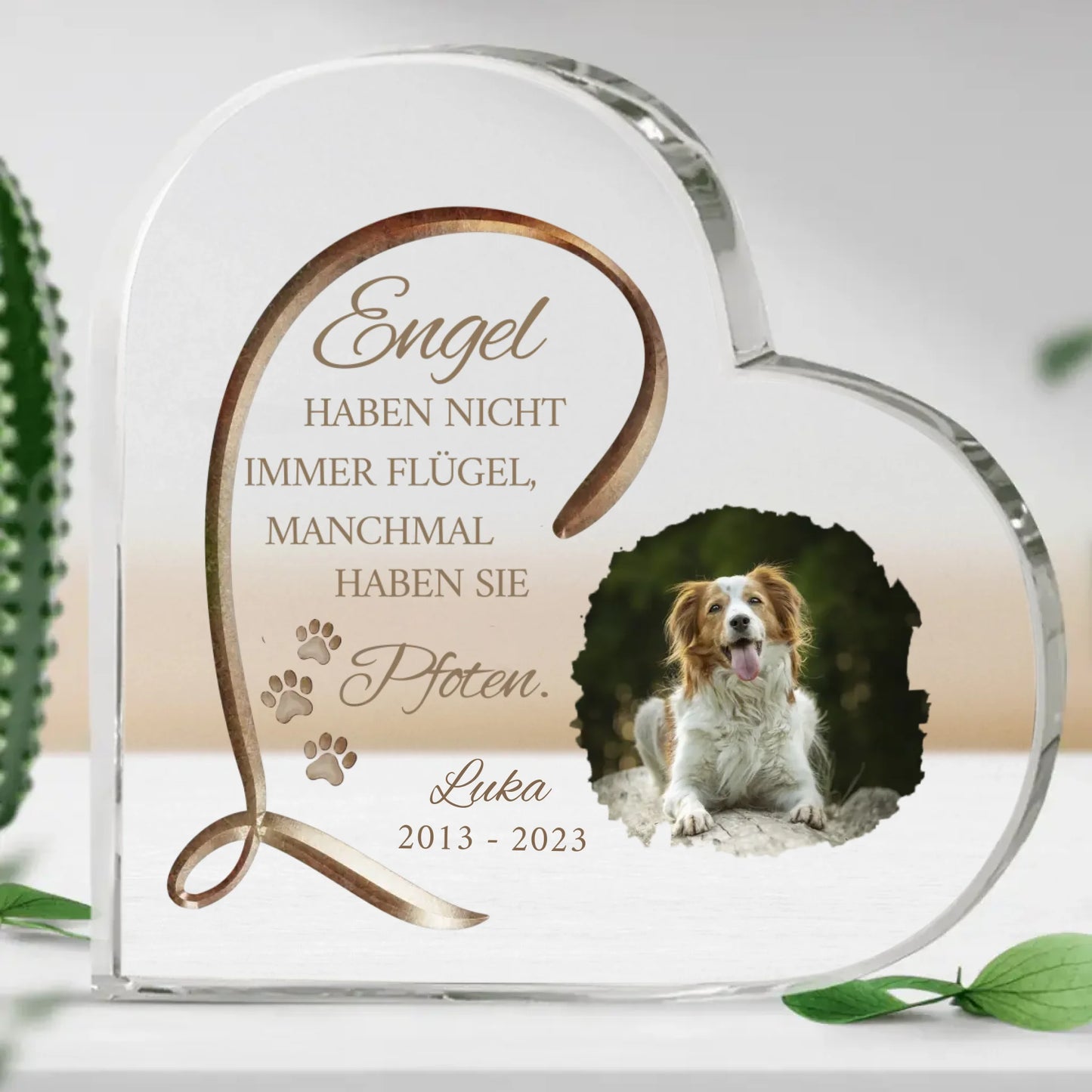 Engel haben Pfoten - Individuelles Glasherz