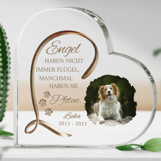 Engel haben Pfoten - Individuelles Glasherz